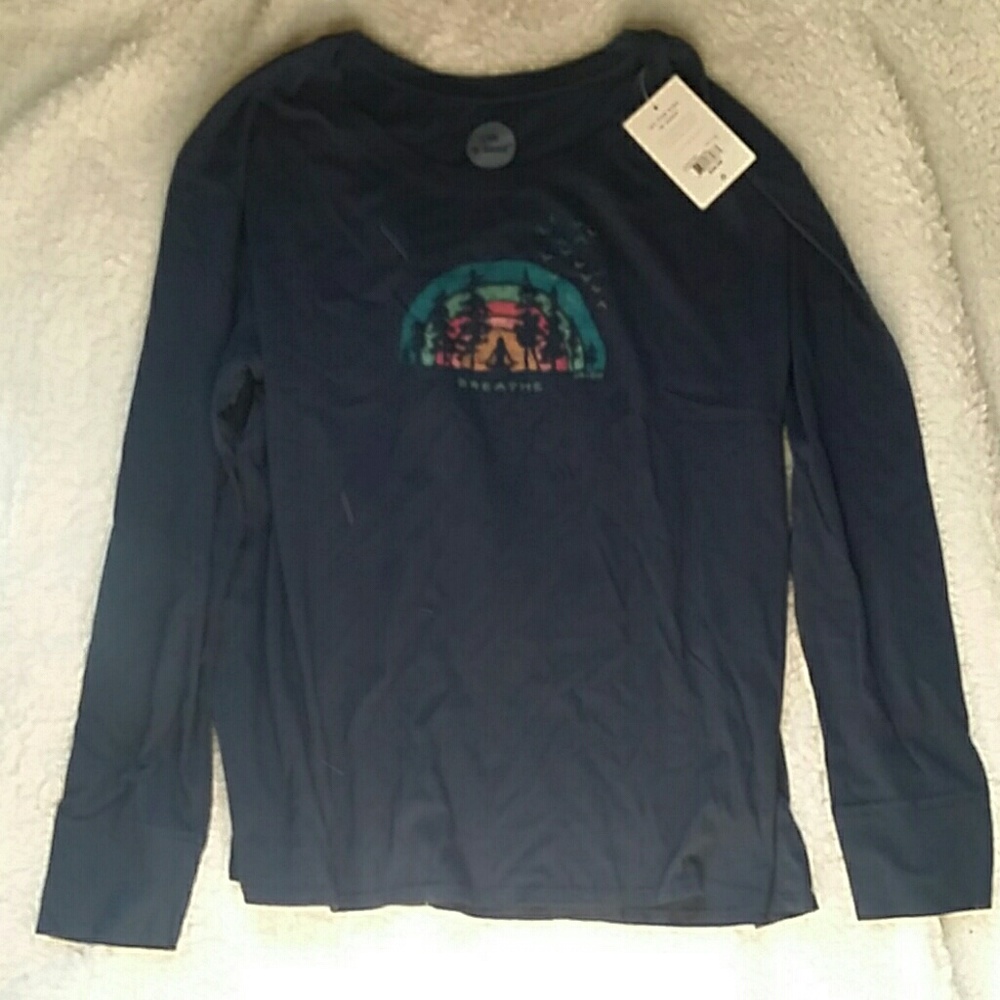 Blue long sleeve life is good shirt